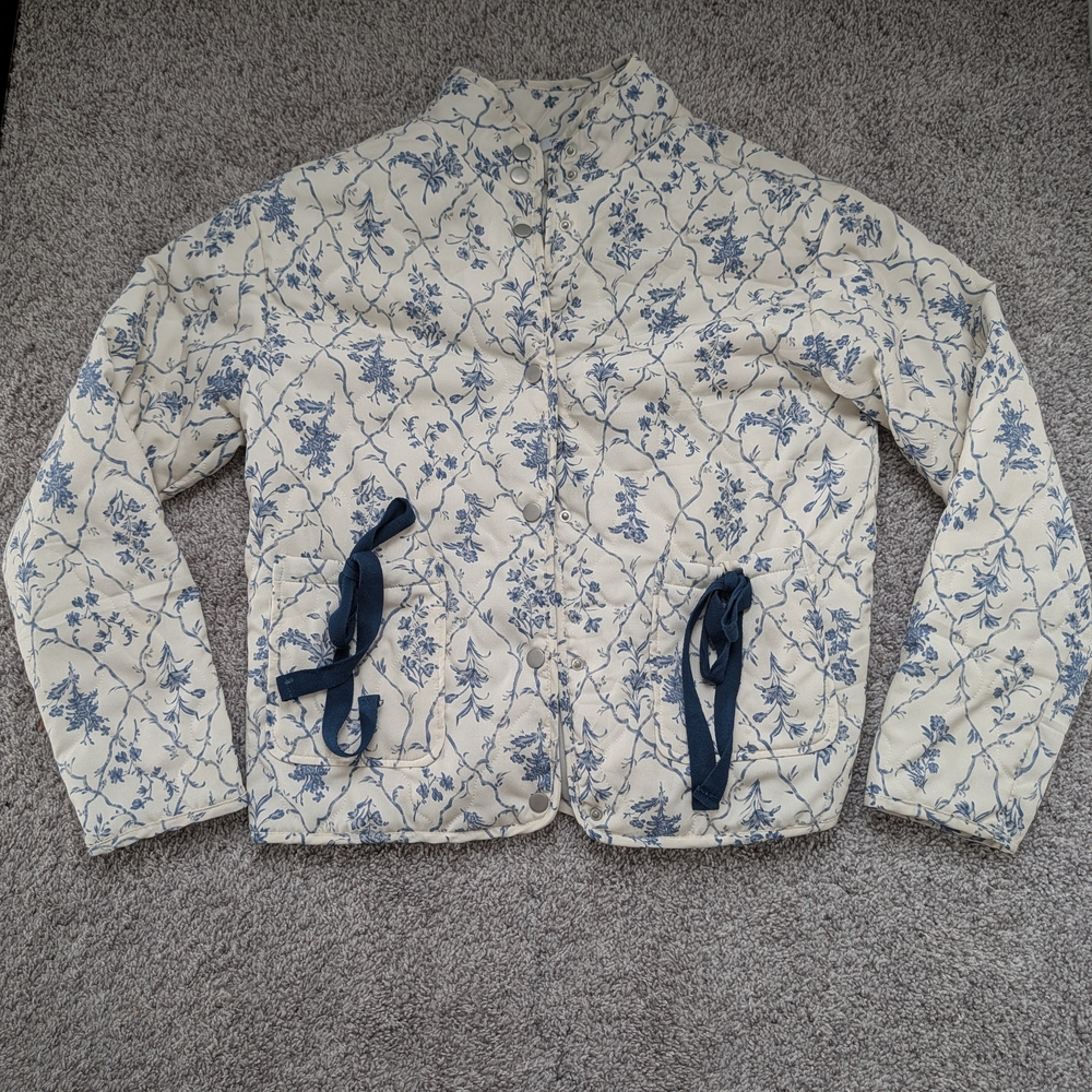Polagram Cream and Blue Floral Jacket